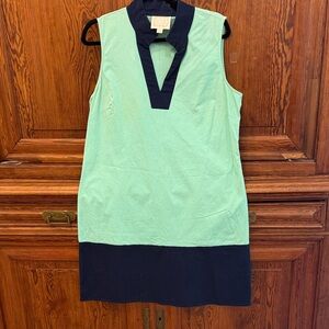 Sail to Sable Mint Green and Navy V‑Neck Sleeveless Mini Dress